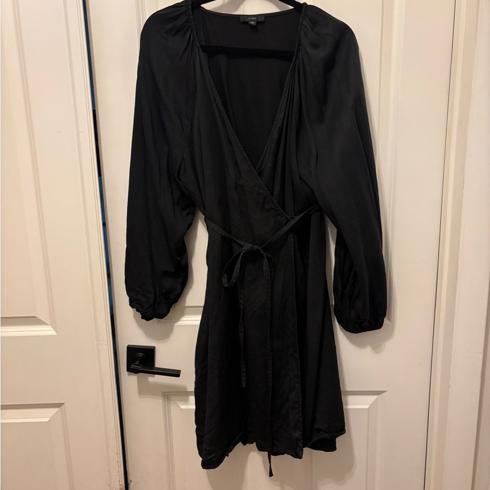 J CREW Black Tencel Wrap Dress XXL